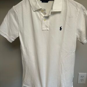 Ralph Lauren White Polo with Navy Pony Embroidery